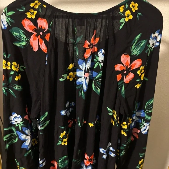 🎉Floral Sleeved A-Line Tie-Neck Dress - Picture 4 of 4